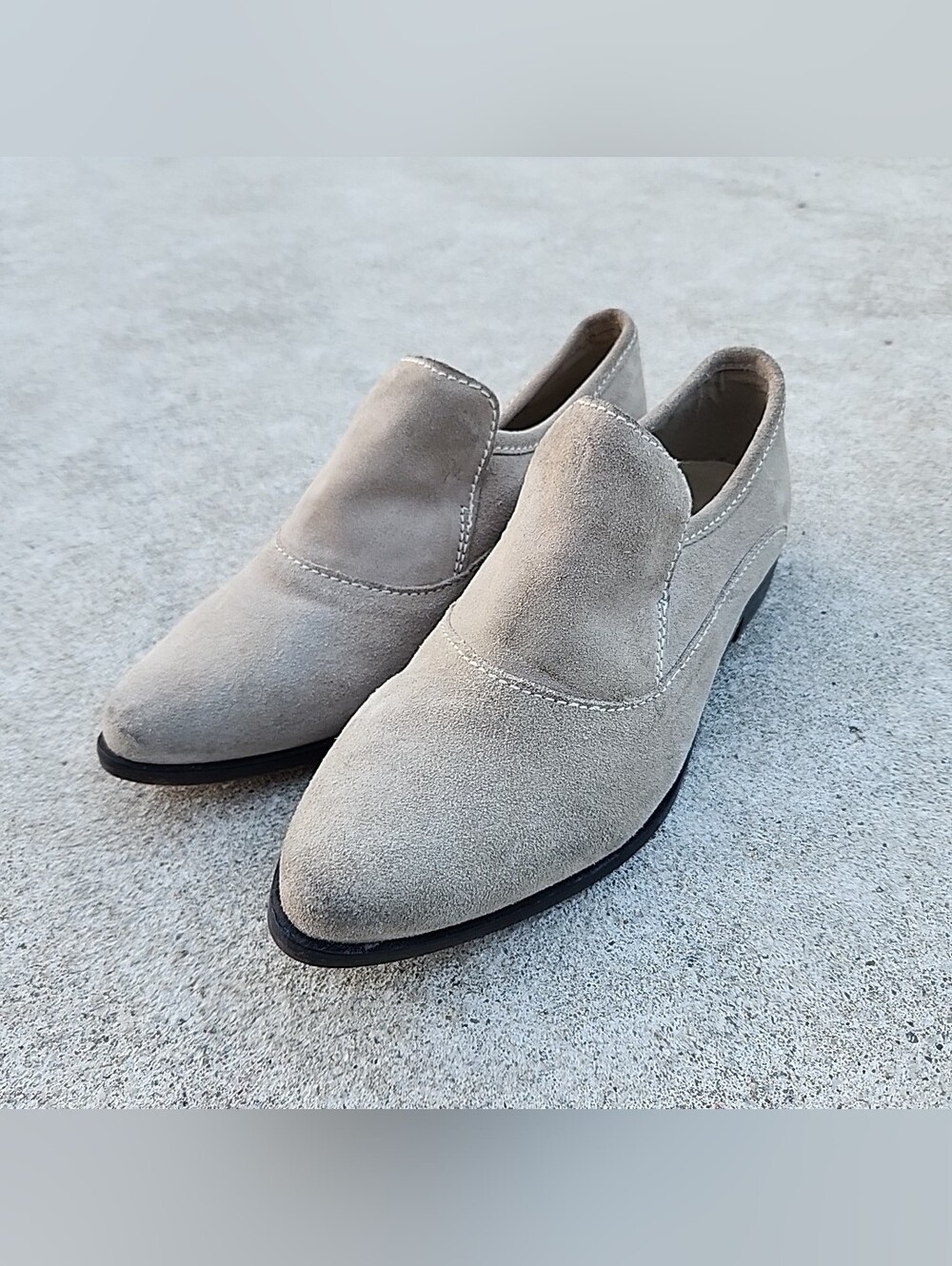 Free People Brady Slip on Suede Leather Low Stacked Heel Loafers Size EU 38
